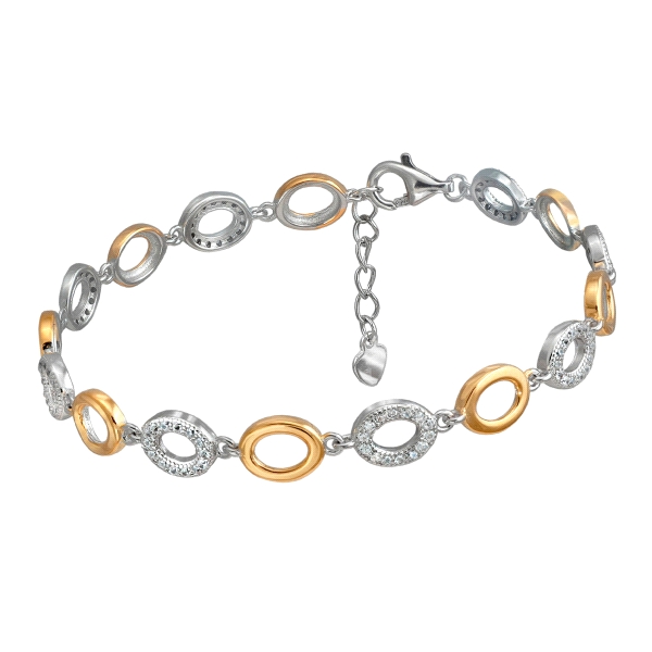 PULSERA  PLATA 1ª LEY BICOLOR 16 + 3 CM.                                                            