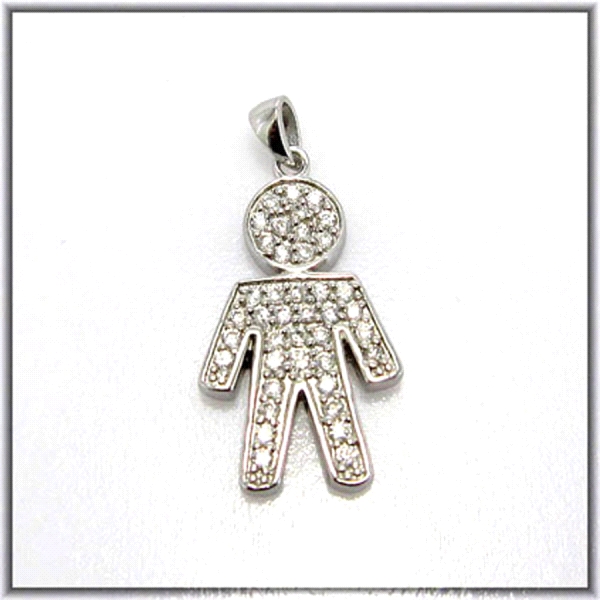 COLGANTE NIÑO ZIRCONITAS PLATA 925 MIL.