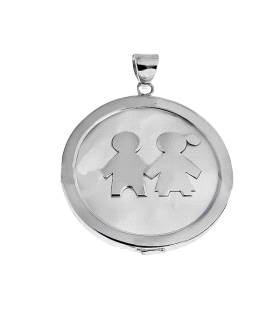 COLGANTE NIÑO-NIÑA PLATA 1ª LEY 30 MM.