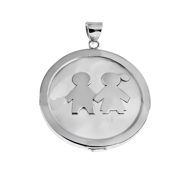 COLGANTE NIÑO-NIÑA PLATA 1ª LEY 30 MM.