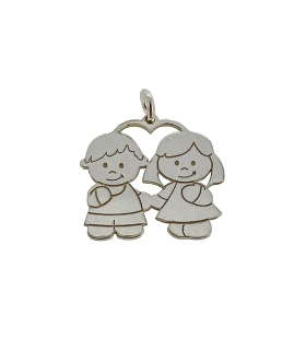 COLGANTE NIÑA NIÑO PLATA 1ª LEY  16 X 18