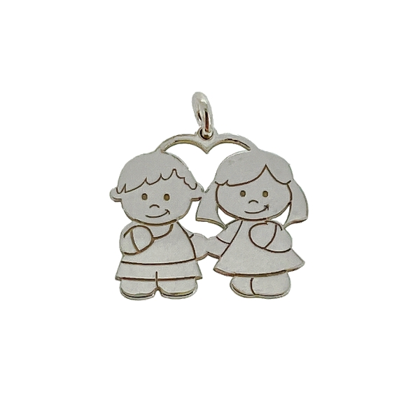 COLGANTE NIÑA NIÑO PLATA 1ª LEY  16 X 18