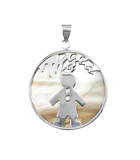 COLGANTE NIÑO MAMA PLATA 1ª LEY 30 MM.
