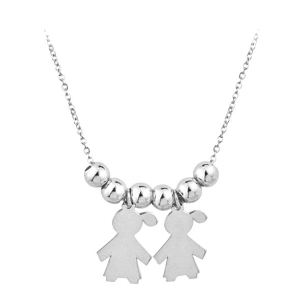 COLLAR NIÑA-NIÑA BRILLO PLATA 1ª LEY 42