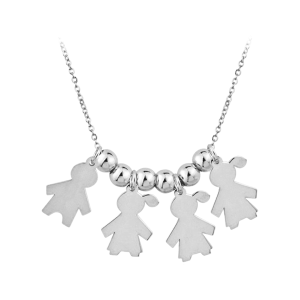 COLLAR NIÑA - NIÑA - NIÑA - NIÑA BRILLO PLATA 1ª LEY RODIADA 45 + 3 CM.