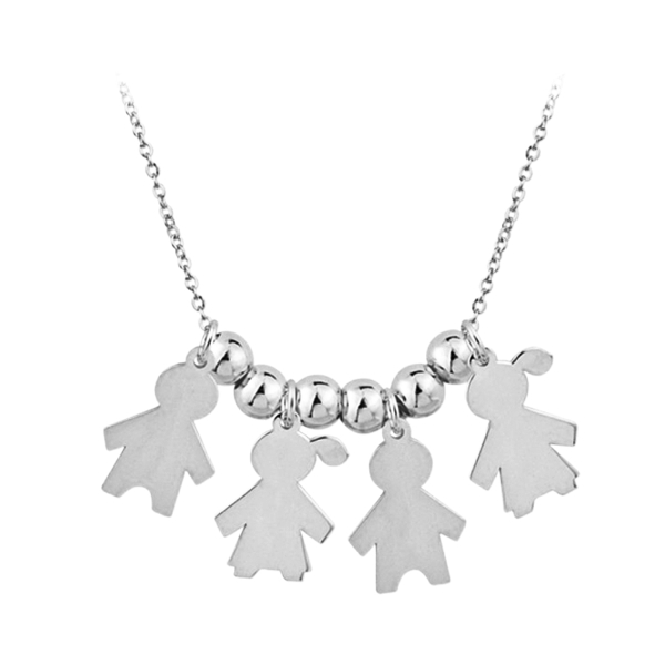 COLLAR NIÑA - NIÑA - NIÑA - NIÑA BRILLO PLATA 1ª LEY RODIADA 45 + 3 CM.