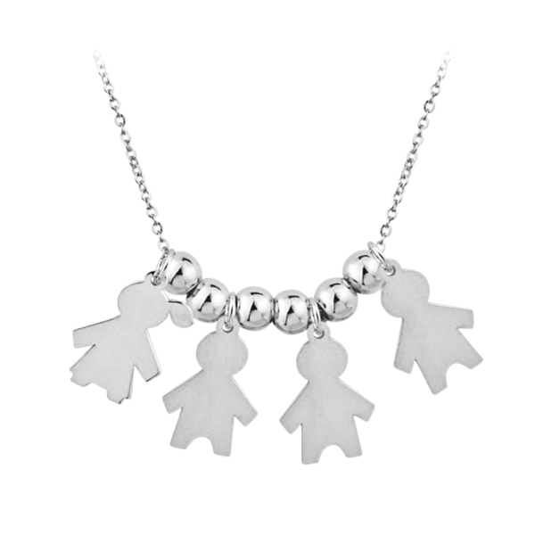 COLLAR NIÑA - NIÑA - NIÑA - NIÑA BRILLO PLATA 1ª LEY RODIADA 45 + 3 CM.