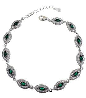 PULSERA ESMERALDA  PLATA 1ª LEY 17 + 3 C                                                            