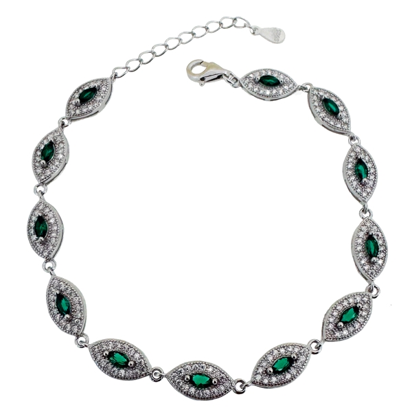 PULSERA ESMERALDA  PLATA 1ª LEY 17 + 3 C                                                            