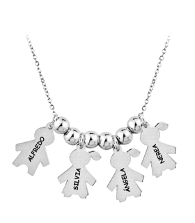 COLLAR 3 NIÑAS + 1 NIÑO PLATA 1ª LEY ROD                                                            