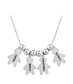 COLLAR 4 NIÑOS PLATA 1ª LEY RODIADA                                                                 