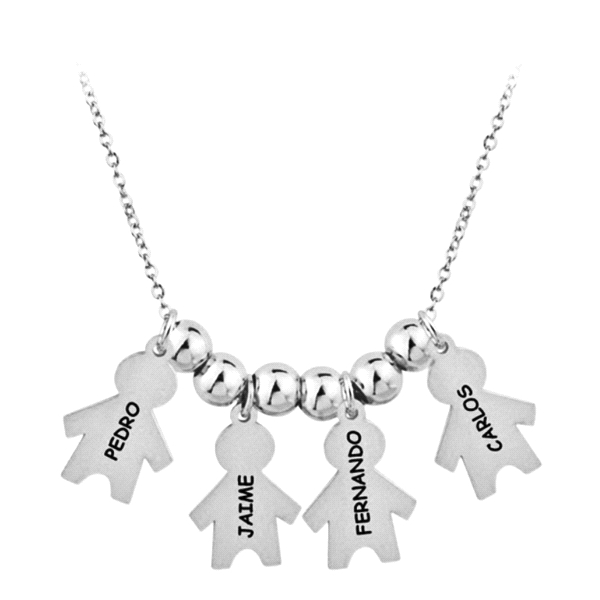 COLLAR 4 NIÑOS PLATA 1ª LEY RODIADA                                                                 