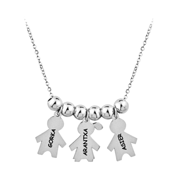 COLLAR 2 NIÑOS + 1 NIÑA PLATA 1ª LEY ROD                                                            