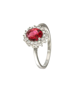 ANILLO CLASICO RUBI PLATA 1ª LEY 12 X 10                                                            