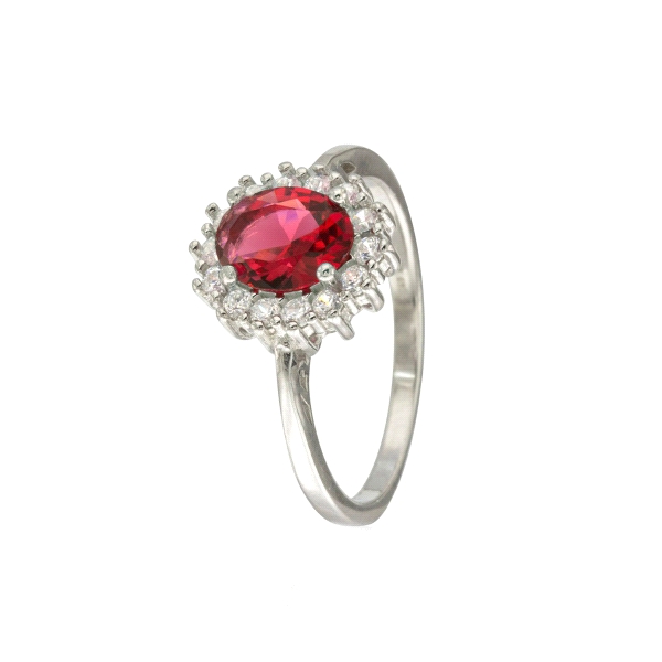 ANILLO CLASICO RUBI PLATA 1ª LEY 12 X 10                                                            