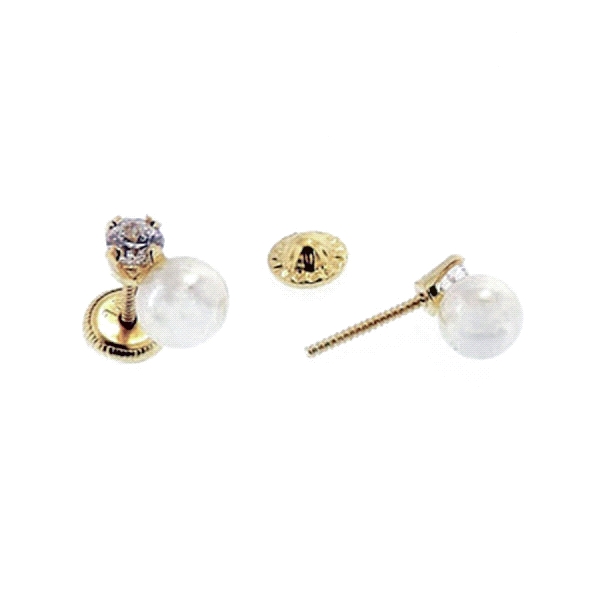 PEND.TUERCA NIÑA PERL.5 MM ORO 1 LEY
