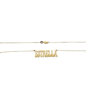 COLLAR LETRERO ESTRELLA ORO 18 KTES.                                                                