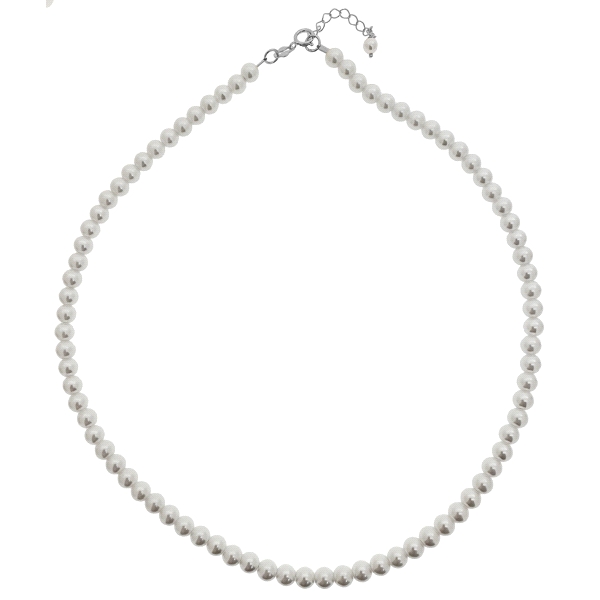 COLLAR CLASICO PERLAS SHELL PLATA 1ª LEY                                                            