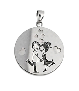 COLGANTE ENAMORADOS PLATA 1ª LEY 25 MM.                                                             
