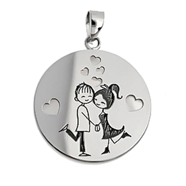 COLGANTE ENAMORADOS PLATA 1ª LEY 25 MM.                                                             