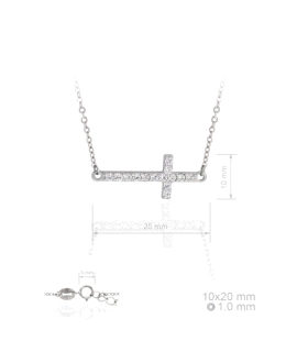 CADENA  Y CRUZ ZIRCONITAS PLATA 925 MIL.                                                            