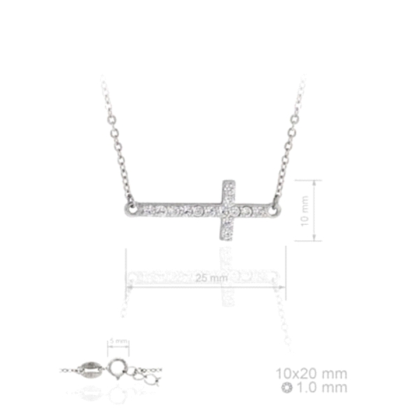 CADENA  Y CRUZ ZIRCONITAS PLATA 925 MIL.                                                            