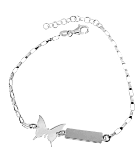 PULSERA MARIPOSA + PLACA BRILLO PLATA 1ª                                                            