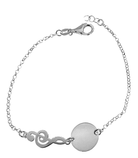 PULSERA CLAVE SOL + DISCO BRILLO PLATA 1                                                            
