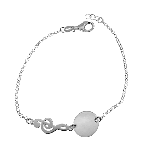 PULSERA CLAVE SOL + DISCO BRILLO PLATA 1                                                            
