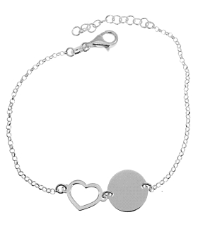 PULSERA CORAZON + DISCO BRILLO PLATA 1ª                                                             