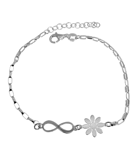 PULSERA INFINITO + FLOR BRILLO PLATA 1ª                                                             