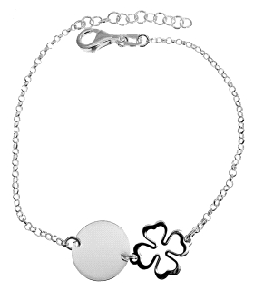 PULSERA TREBOL + PLACA DISCO PLATA 1ª                                                               