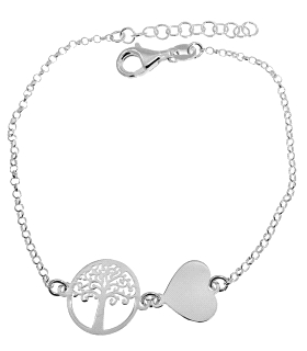 PULSERA ARBOL DE LA VIDA + CORAZON BRILL                                                            