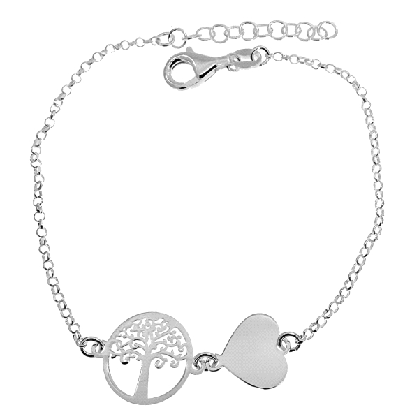 PULSERA ARBOL DE LA VIDA + CORAZON BRILL                                                            
