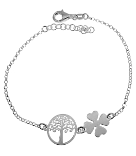 PULSERA ARBOL DE LA VIDA + TREBOL BRILLO                                                            