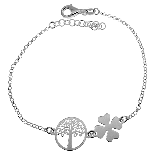 PULSERA ARBOL DE LA VIDA + TREBOL BRILLO                                                            