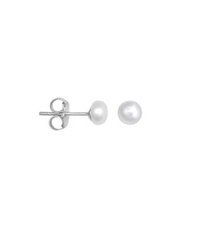 PENDIENTE PERLA BOTON PLATA 1ª LEY 4 MM