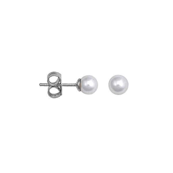 PENDIENTES PERLA SHELL PLATA 1ª LEY 4 MM                                                            