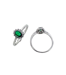 ANILLO CLASICO ESMERALDA PLATA 1ª LEY 9.                                                            