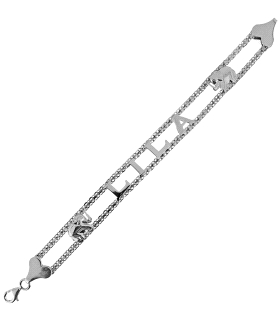 PULSERA NOMBRE LILA PLATA 1ª LEY 18 CM                                                              