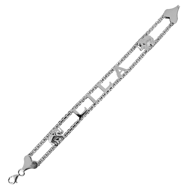 PULSERA NOMBRE LILA PLATA 1ª LEY 18 CM                                                              