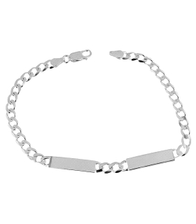 PULSERA 2 PLACAS PLATA 1ª LEY 5 X 20 CM.                                                            