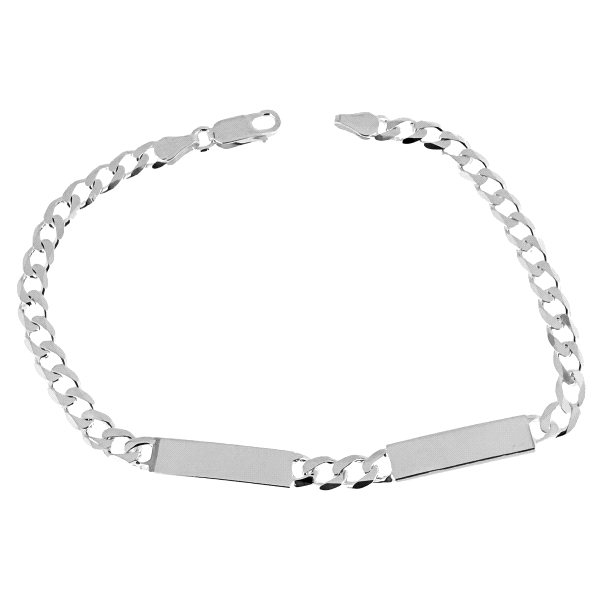 PULSERA 2 PLACAS PLATA 1ª LEY 5 X 20 CM.                                                            