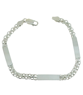 PULSERA 3 PLACAS PLATA 1ª LEY 21 CM.                                                                