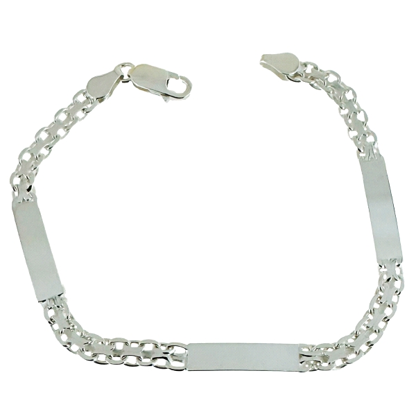 PULSERA 3 PLACAS PLATA 1ª LEY 21 CM.                                                                
