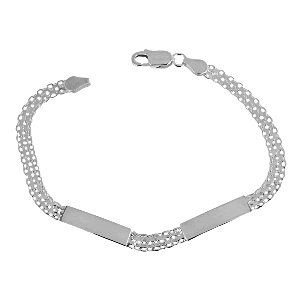 PULSERA 2 PLACAS PLATA 1ª LEY 19.50 CM.                                                             