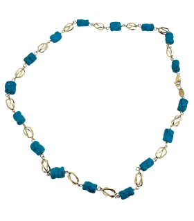 COLLAR TURQUESA / JAULA ORO 18 KTES.                                                                