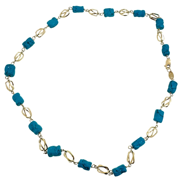 COLLAR TURQUESA / JAULA ORO 18 KTES.                                                                