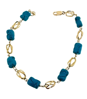 PULSERA TURQUESA / JAULA ORO 18 KTES.                                                               