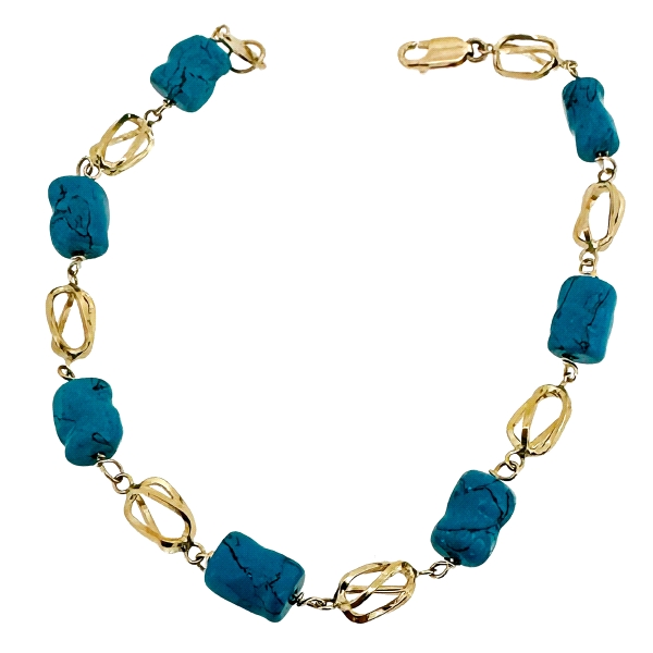 PULSERA TURQUESA / JAULA ORO 18 KTES.                                                               